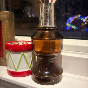 Vintage Avon Amber Glass Aftershave Bottle with Silver Cap